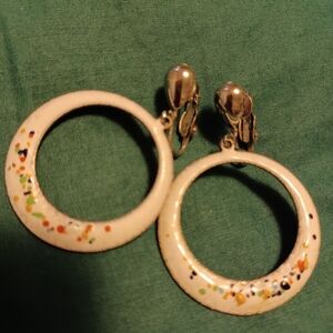 Enamel confetti clip-on earrings.